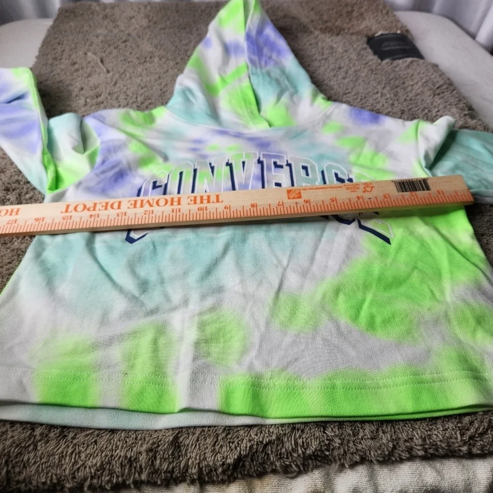 Converse S Green Girl's All Over Print Tie-Dye Boxy Hoodie (Big Kids) Size S